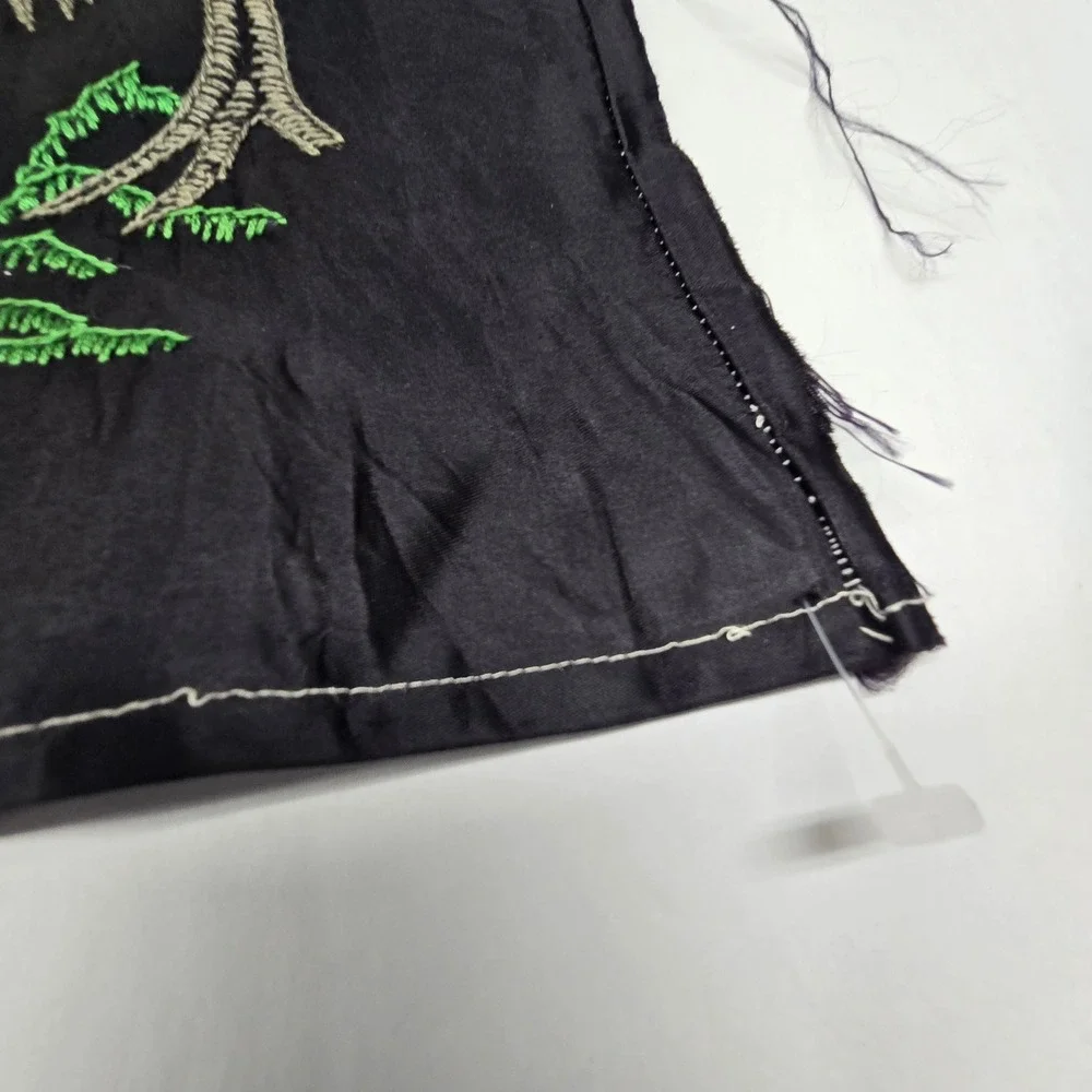 Vintage Victorian Embroidered Horse Embroidered Pillow Cover Blank Black Western